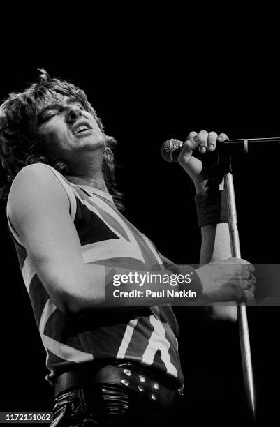 Singer Joe Elliott of Def Leppard at the UIC Pavilion in Chicago, Illinois, April 1, 1983.