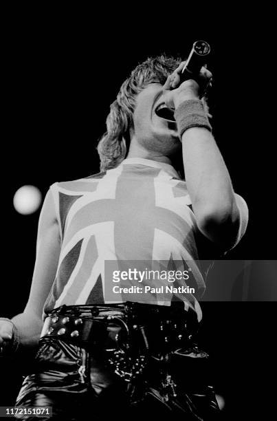 Singer Joe Elliott of Def Leppard at the UIC Pavilion in Chicago, Illinois, April 1, 1983.