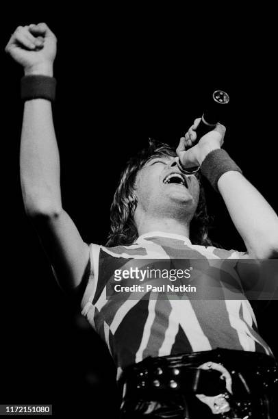 Singer Joe Elliott of Def Leppard at the UIC Pavilion in Chicago, Illinois, April 1, 1983.