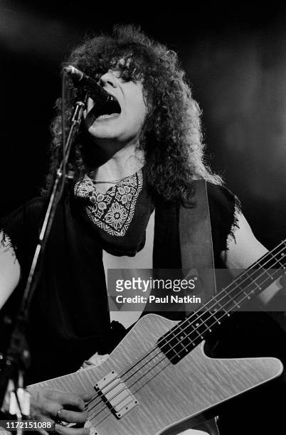 Bassist Rick Savage of Def Leppard at the UIC Pavilion in Chicago, Illinois, April 1, 1983.