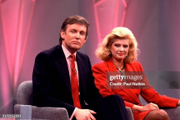 Businessman Donald Trump and his wife Ivana appear on the Oprah Winfrey Show in Chicago, Illinois, April 25, 1988.