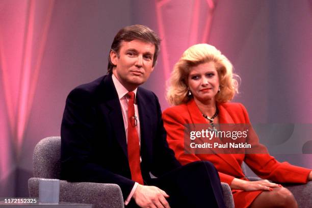 Businessman Donald Trump and his wife Ivana appear on the Oprah Winfrey Show in Chicago, Illinois, April 25, 1988.