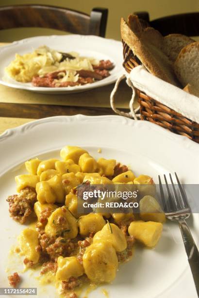 Gnocchi with saffron and Bagoss cheese, La Vineria restaurant, Brescia, Lombardy, Italy.