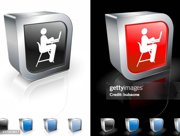 student working laptop computer 3d royalty free vector art - lack knowledge icon stock illustrations