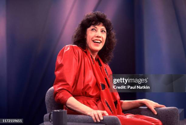 American comedian and actress Lily Tomlin appears on an episode of the Oprah Winfrey Show, Chicago, Illinois, November 2, 1986.