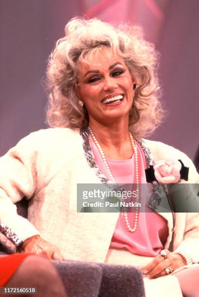Actress Mamie van Doren appears as a guest on the Oprah Winfrey Show in Chicago, Illinois, June 12, 1988.