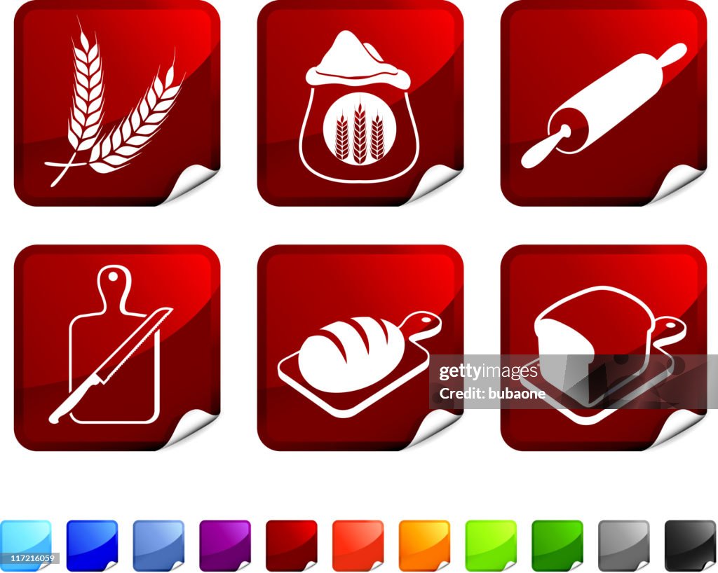 Bread making royalty free vector icon set