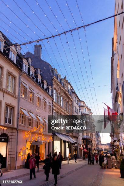 Pedestrian zone in downtown, Luxembourg City, Luxembourg, Europe.