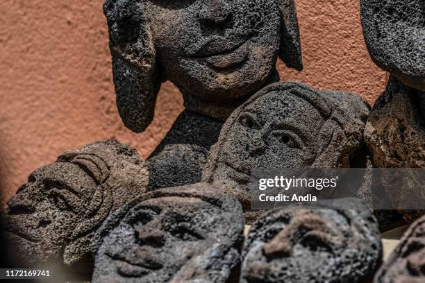 Cape Verde, Cabo Verde archipelago, Fogo Island: lava sculptures from the Pico do Fuego stratovolcano.