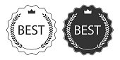 Best word and circle laurel on circle badge vector. Minimalist style, simple design, black and gray color.