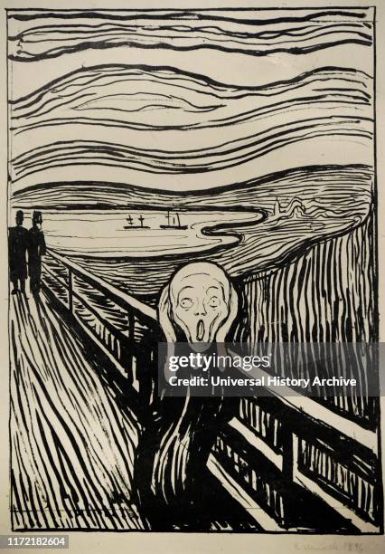 The Scream by Edvard Munch . Lithograph.