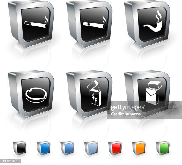 cigarettes and smoking 3d royalty free vector icon set - cigarette pack stock illustrations