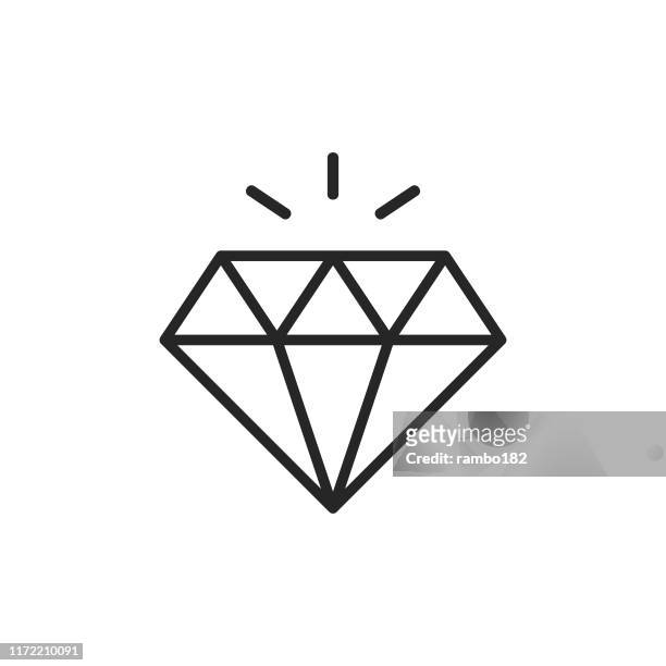 diamond line icon. editable stroke. pixel perfect. for mobile and web. - diamond gemstone stock illustrations