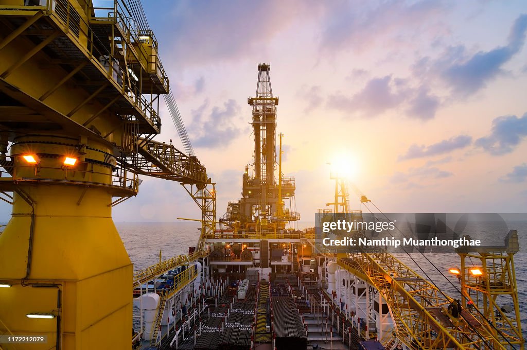 Offshore drilling oil rig for producing oil and gas in the petroleum industry