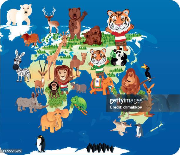 asia map - panda cartoon stock illustrations