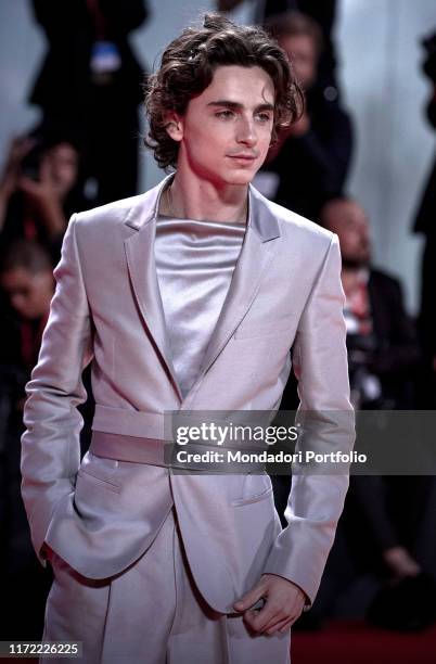 Timothée Chalamet attends "The King" red carpet during the 76th Venice Film Festival at Sala Grande on September 02, 2019 in Venice, Italy.