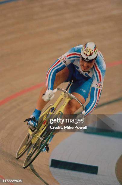 Arnaud Tournant of France cycling in the Men's Team sprint on 17th September 2000 during the XXVII Olympic Summer Games at the Dunc Gray Velodrome,...