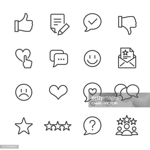 illustrazioni stock, clip art, cartoni animati e icone di tendenza di set icone servizio clienti - serie linea - icona mi piace