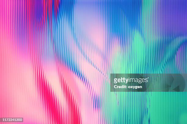abstract  fluid flow holographic violet pink green neon background - colore brillante foto e immagini stock