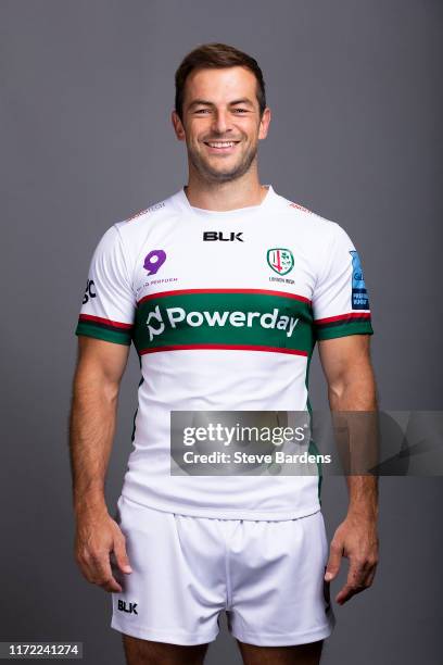 Stephen Myler of London Irish poses for a portrait during the London Irish squad photocall for the 2019-2020 Gallagher Premiership Rugby season at...