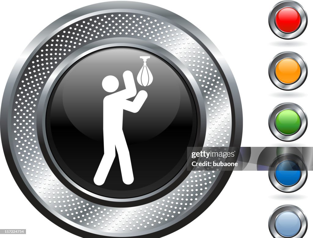 Speed bag training royalty free vector art on metallic button