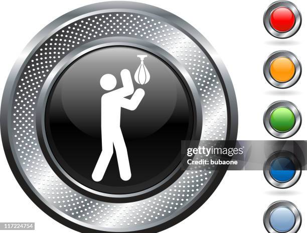 speed bag training royalty free vector art on metallic button - speed bag white background stock illustrations