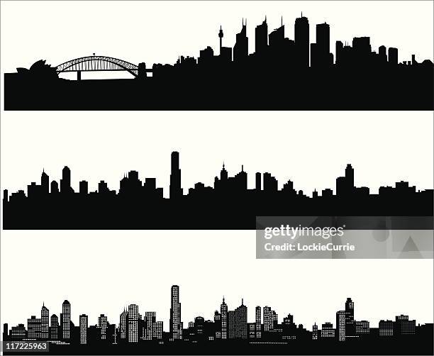stockillustraties, clipart, cartoons en iconen met city skylines - middelste deel