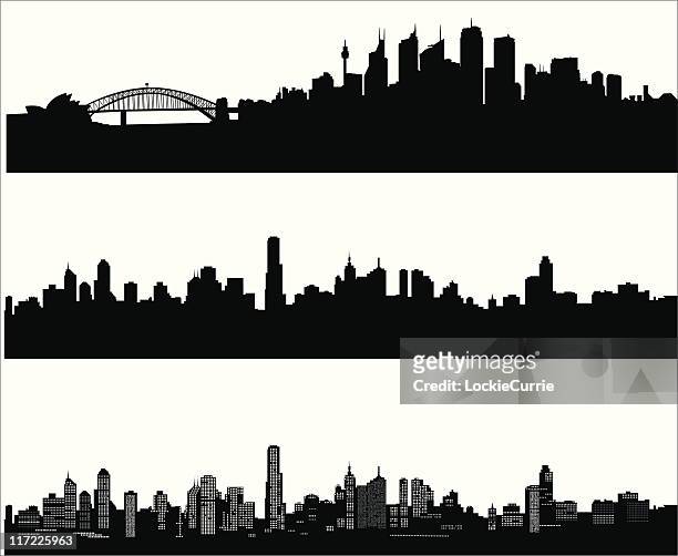 city skylines - melbourne australia stock illustrations