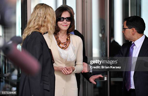 Barbara Amiel , wife of former press magnate Conrad Black, leaves federal court after her husband was resentenced to 3 1/2 years in prison on June...