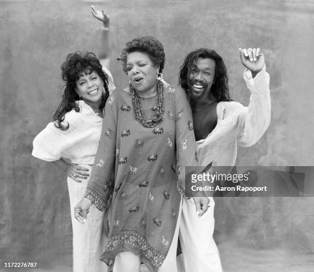 Cultural icon Maya Angelou poses with Nick Ashford and Valerie Simpson in Winston-Salem, North Carolina in December, 1996.
