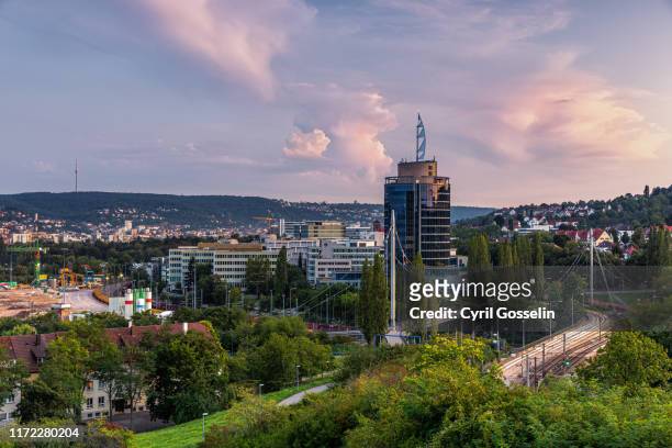 high angle view of stuttgart - stuttgart skyline stock pictures, royalty-free photos & images
