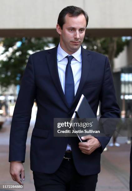 Former Google and Uber engineer Anthony Levandowski leaves the the Robert F. Peckham U.S. Federal Court on September 04, 2019 in San Jose,...