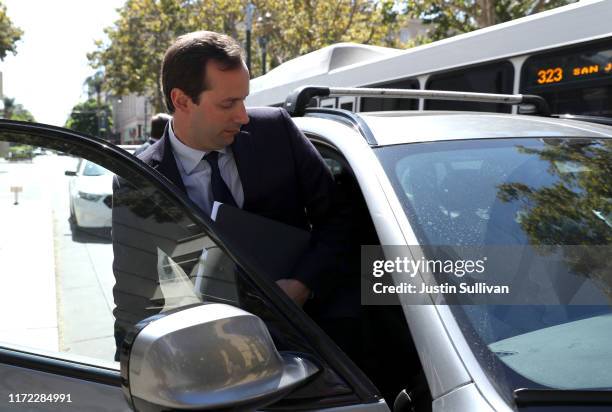 Former Google and Uber engineer Anthony Levandowski gets into a car as he leaves the the Robert F. Peckham U.S. Federal Court on September 04, 2019...