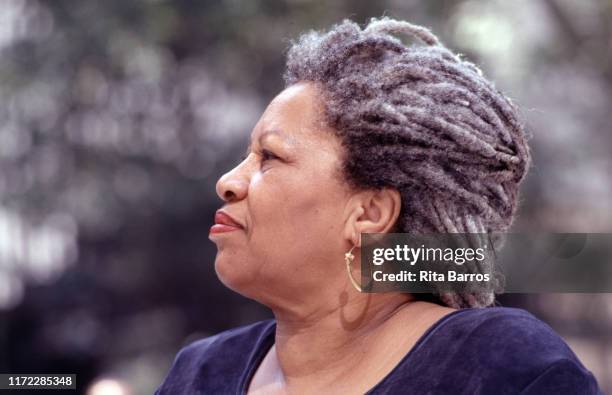 American author and Nobel laureate Toni Morrison reads from her work during an outdoor event at Bryant Park, New York, New York, September 12, 1994.