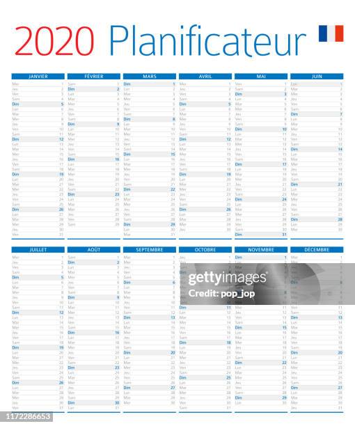 calendar planner 2020. french version - march calendar 2020 stock illustrations