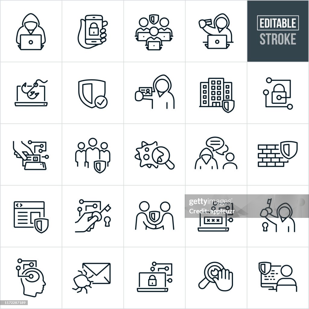 Cyber Security Thin Line Icons -Editable Stroke