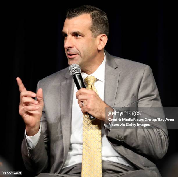 San Jose Mayor Sam Liccardo speaks during a panel discussion at the Silicon Valley Leadership Group annual luncheon at the Santa Clara Convention...
