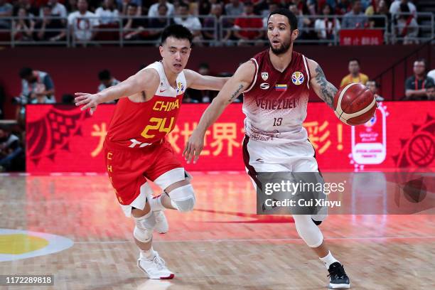 Heissler Guillent of the Venezuela National Team in action during the 1st round of 2019 FIBA World Cup between China and Venezuela at Cadillac Arena...