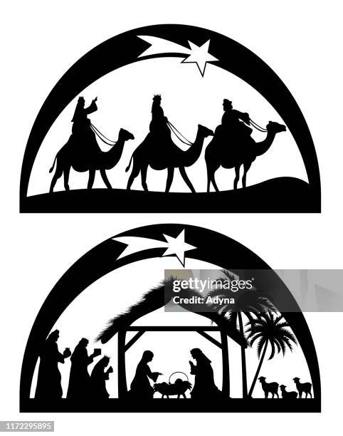 nativity icons - white jesus stock illustrations