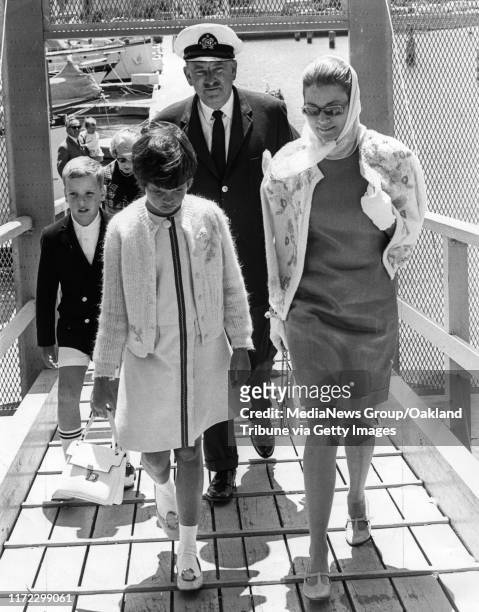 San Francisco, August 4, 1967 - Princess Grace of Monaco toured the Bay on a sightseeing cruise with her Dan London and her children Stephanie and...