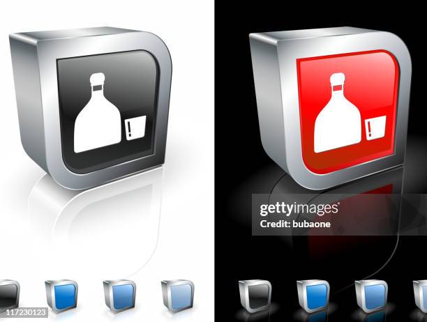 liqueur tequila bottle with a shot glass 3d icon - drinking tequila stock illustrations