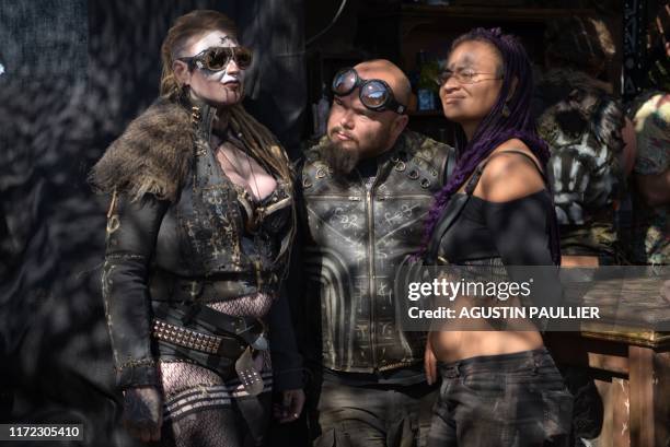 Attendees watch a dance contest during Wasteland Weekend festival at the Mojave desert in Edwards, California on September 28, 2019. - In 2019 the...