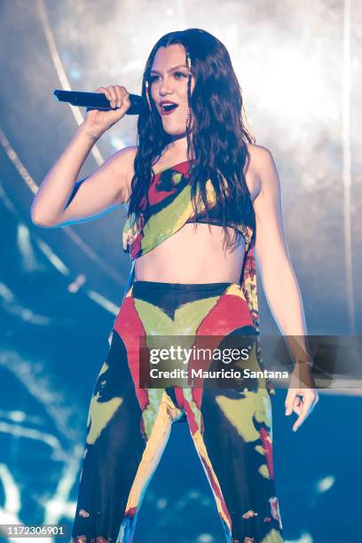 Jessie J performs live on stage during third day of Rock In Rio Music Festival at Cidade do Rock on September 29, 2019 in Rio de Janeiro, Brazil.