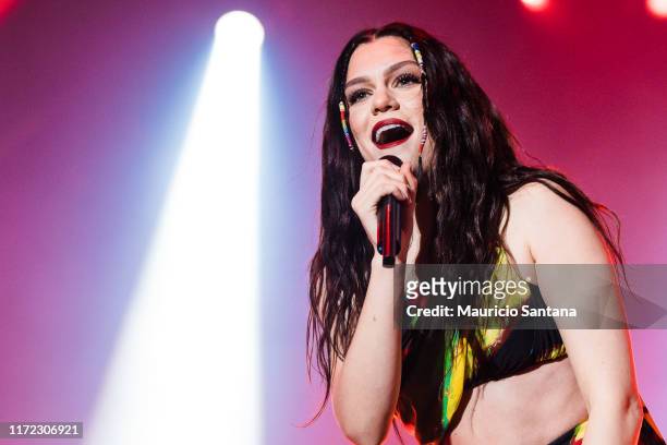 Jessie J performs live on stage during third day of Rock In Rio Music Festival at Cidade do Rock on September 29, 2019 in Rio de Janeiro, Brazil.