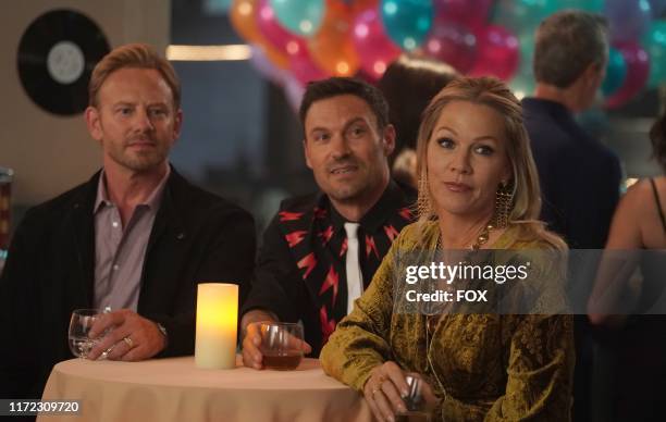 Ian Ziering, Brian Austin Green and Jennie Garth in the BH90210 "Long Wait" season finale episode airing Wednesday, Sept. 11 on FOX.