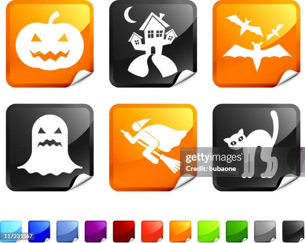 halloween royalty free vector artography royalty free vector icon set - noctule bat stock illustrations
