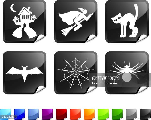 scary halloween royalty free vector artography vector icon set - noctule bat stock illustrations