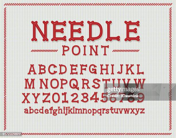 Retro Needle Point Or Cross Stitch Alphabet Font Design High-Res Vector  Graphic - Getty Images