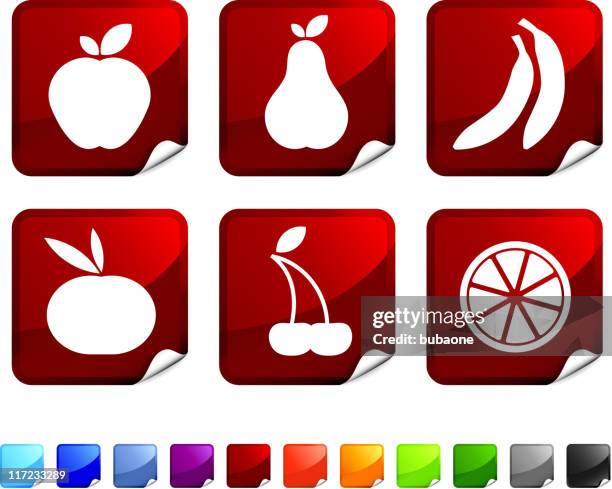 fruit royalty free vector icon set - golden delicious apple stock illustrations