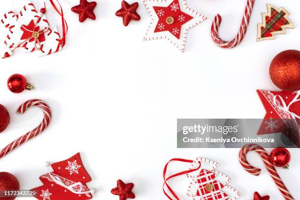 beautiful christmas gift and decor on color background - christmas picture frame stock pictures, royalty-free photos & images